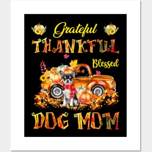 Black Chihuahua Pumpkin Thankful Grateful Blessed Dog Mom Posters and Art